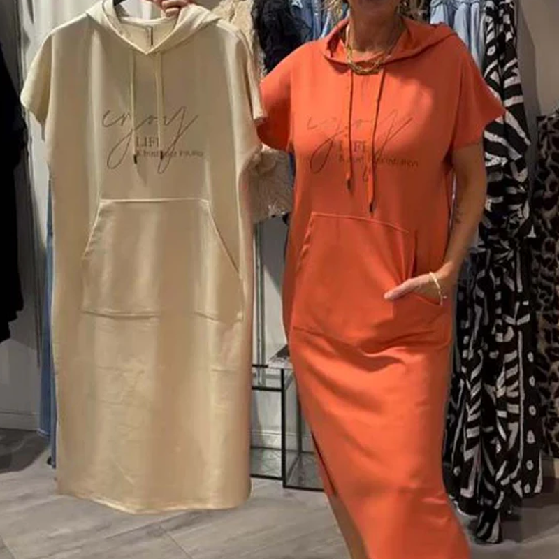 🌸💐Damenkleid mit kurzen Ärmeln und Kapuze🚀Kostenlosen Versand🚀