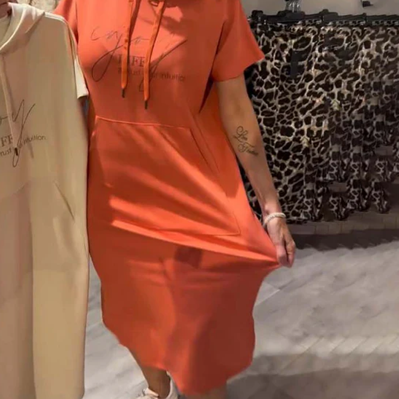 🌸💐Damenkleid mit kurzen Ärmeln und Kapuze🚀Kostenlosen Versand🚀