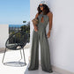 Women's Fashion Sexy Halter Sleeveless Backless Wide Leg Jumpsuit