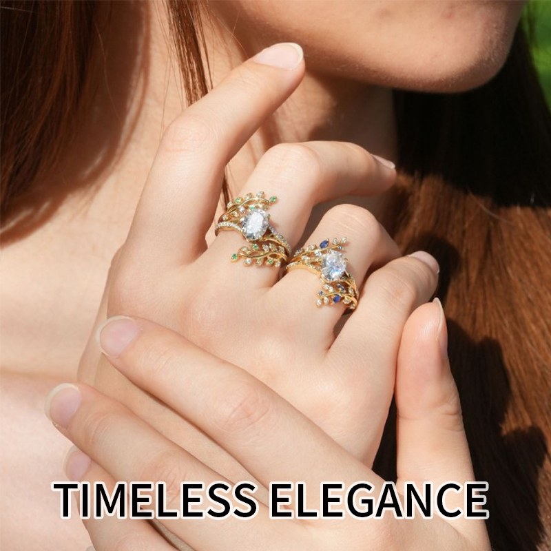 Kreativer eleganter blattförmiger Damenring