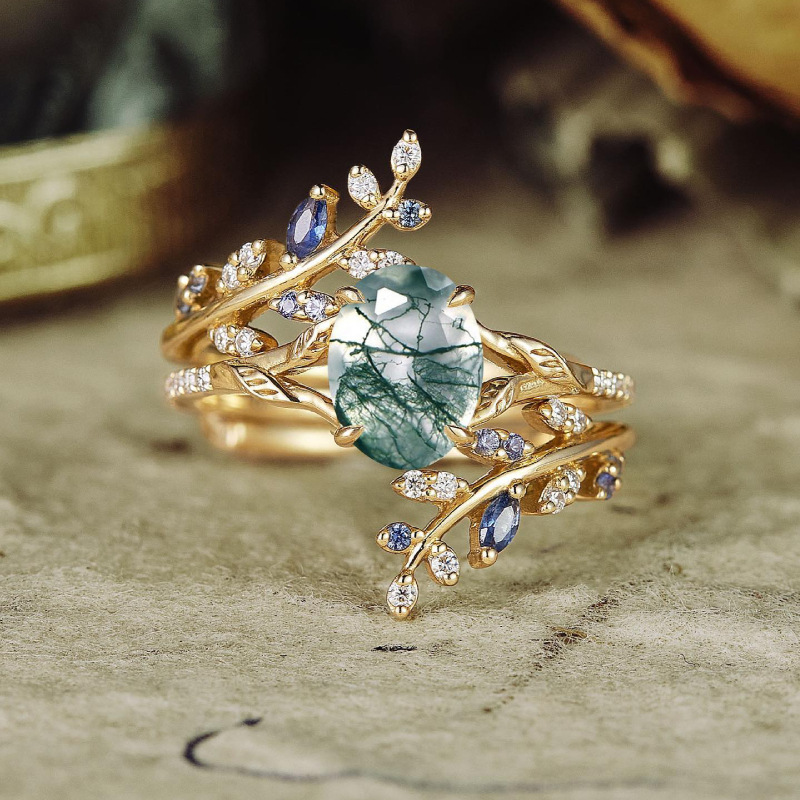 Kreativer eleganter blattförmiger Damenring