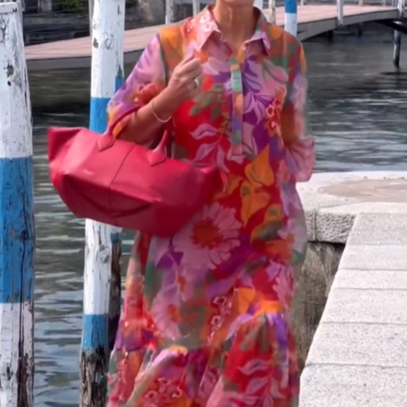💥Befristetes Angebot: 50% Rabatt auf Bestellungen🩷💐2025 Sommer Neue Blumenmuster Rote Chiffon Kleider