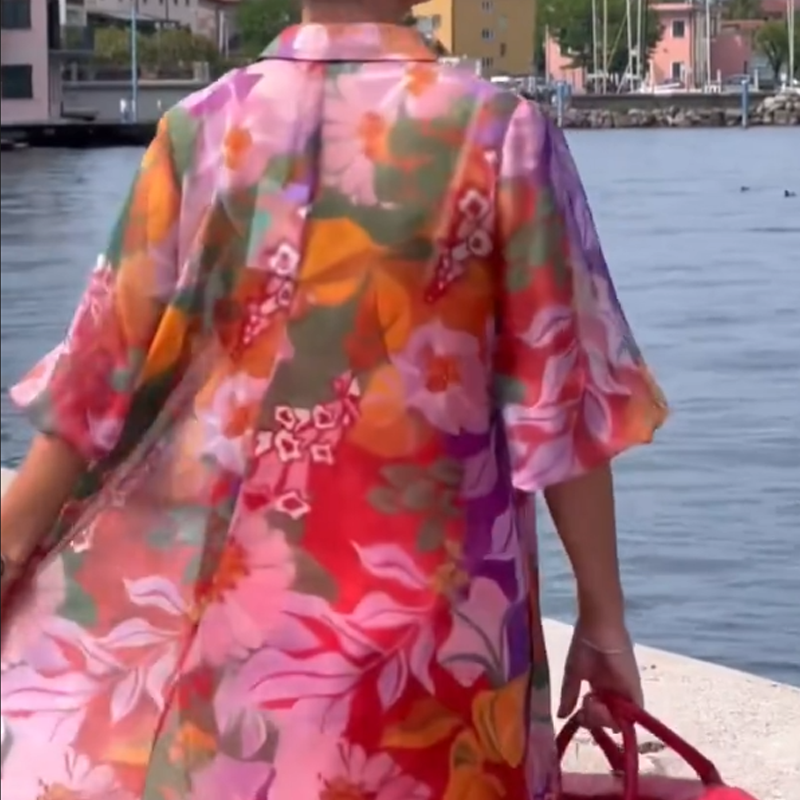 💥Befristetes Angebot: 50% Rabatt auf Bestellungen🩷💐2025 Sommer Neue Blumenmuster Rote Chiffon Kleider