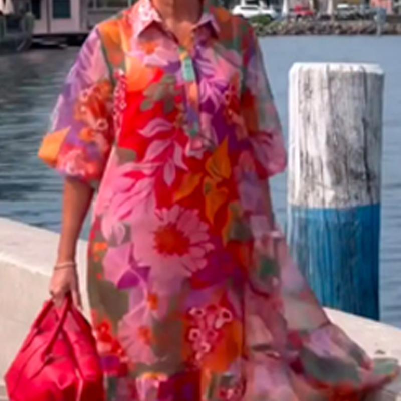 💥Befristetes Angebot: 50% Rabatt auf Bestellungen🩷💐2025 Sommer Neue Blumenmuster Rote Chiffon Kleider