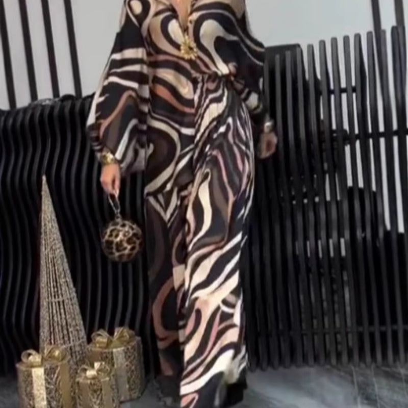 ❤️Modisches Damen-Set mit lockerem, bedrucktem Hemd und Hose mit weitem Bein, 2-teilig