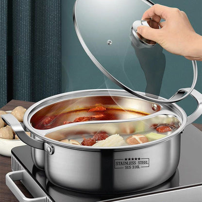 🏘️Essential For The Home Kitchen🍲Thickened Stainless Steel Dual Flavor Hot Pot