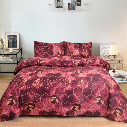 🛌🌸Geometrischer Bettbezug und Kopfkissenbezug mit Blattgold