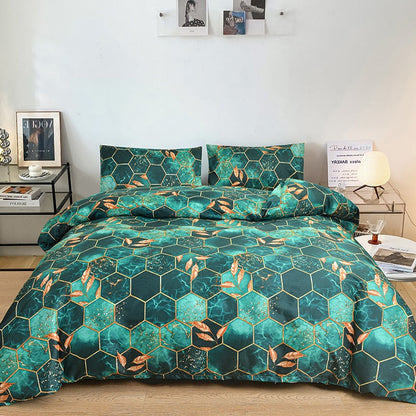 🛌🌸Geometrischer Bettbezug und Kopfkissenbezug mit Blattgold