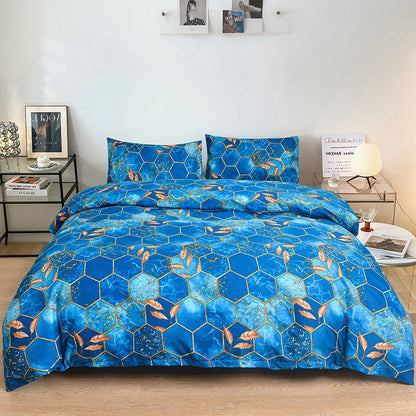 🛌🌸Geometrischer Bettbezug und Kopfkissenbezug mit Blattgold