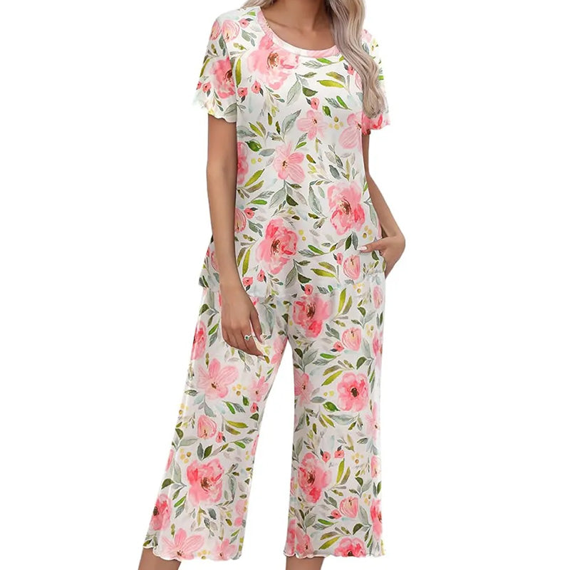 ⏳Begrenzte Zeit 50% Rabatt💥Women's Printed Top & Pants Nachtwäsche Set