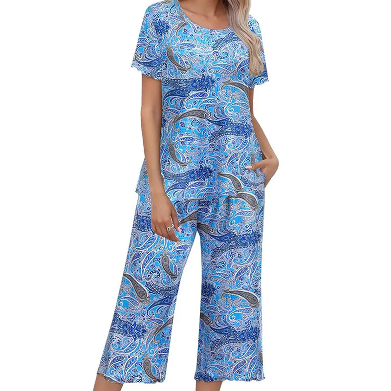 ⏳Begrenzte Zeit 50% Rabatt💥Women's Printed Top & Pants Nachtwäsche Set