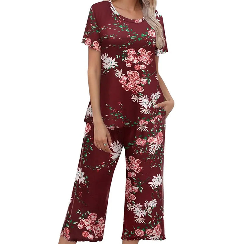 ⏳Begrenzte Zeit 50% Rabatt💥Women's Printed Top & Pants Nachtwäsche Set