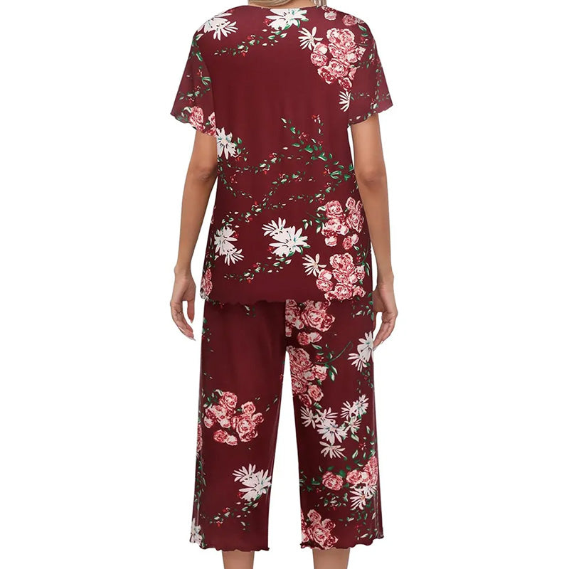 ⏳Begrenzte Zeit 50% Rabatt💥Women's Printed Top & Pants Nachtwäsche Set