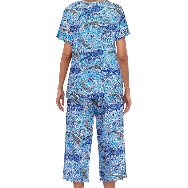 ⏳Begrenzte Zeit 50% Rabatt💥Women's Printed Top & Pants Nachtwäsche Set