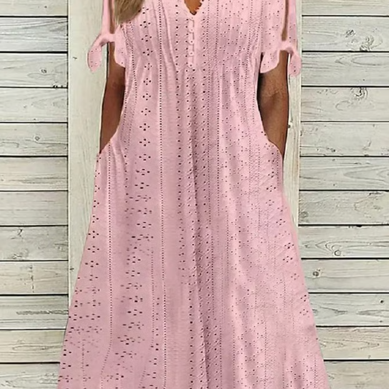 🌸💐Elegantes Kleid mit V-Ausschnitt und Hohlkehle für Frauen🚀Kaufen Sie 2 und erhalten Sie kostenlosen Versand🚀
