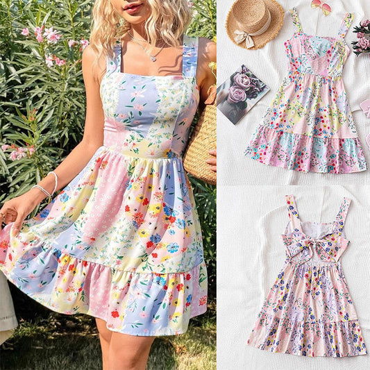 Floral Print Sleeveless Mini Dress