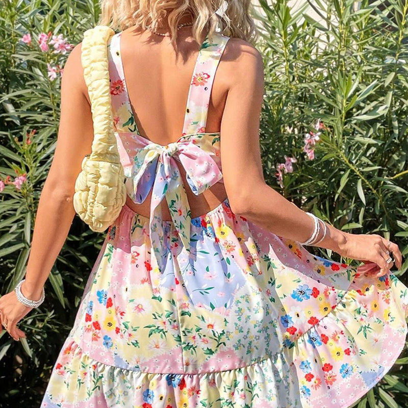 Floral Print Sleeveless Mini Dress