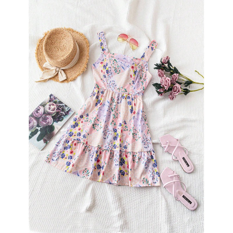 Floral Print Sleeveless Mini Dress