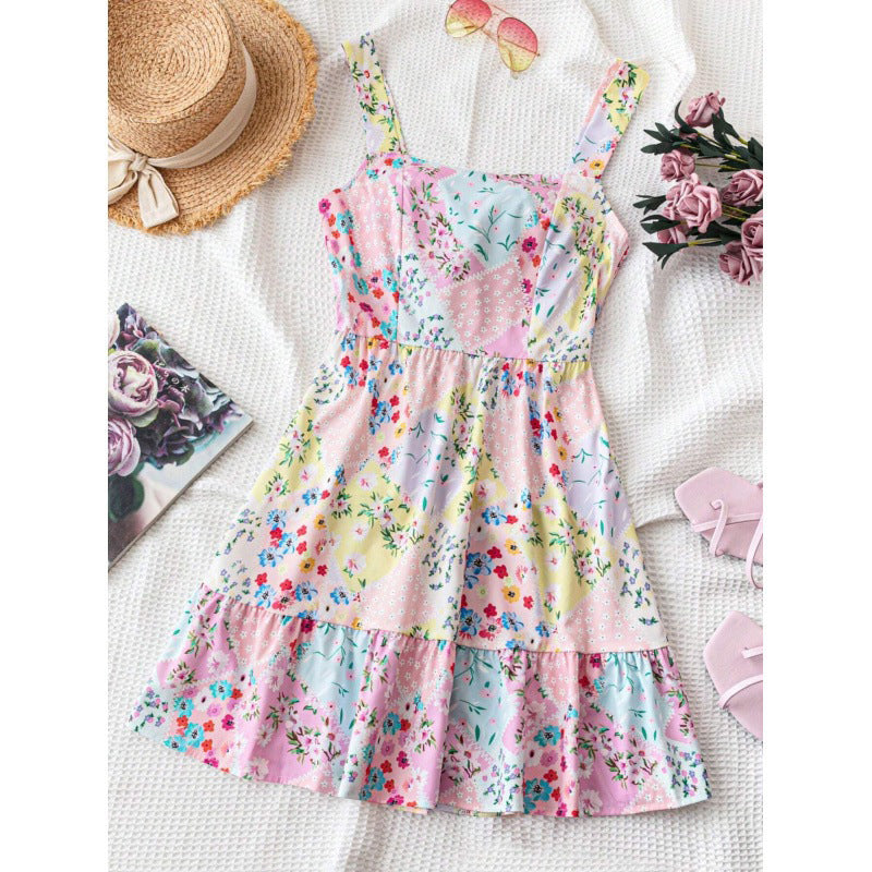 Floral Print Sleeveless Mini Dress