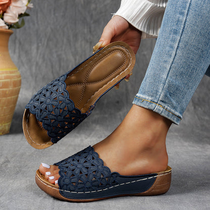 👡✨Atmungsaktive orthopädische Damen-Pantoletten mit Keilabsatz