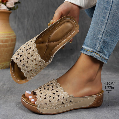 👡✨Atmungsaktive orthopädische Damen-Pantoletten mit Keilabsatz