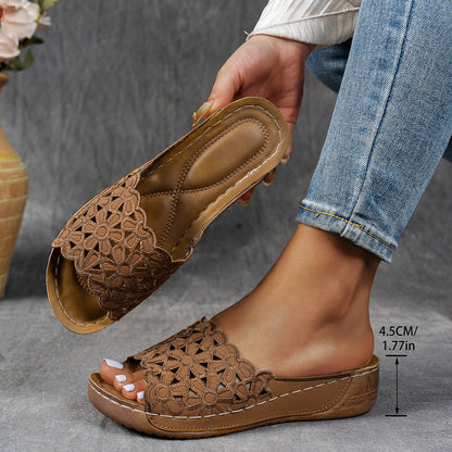 👡✨Atmungsaktive orthopädische Damen-Pantoletten mit Keilabsatz