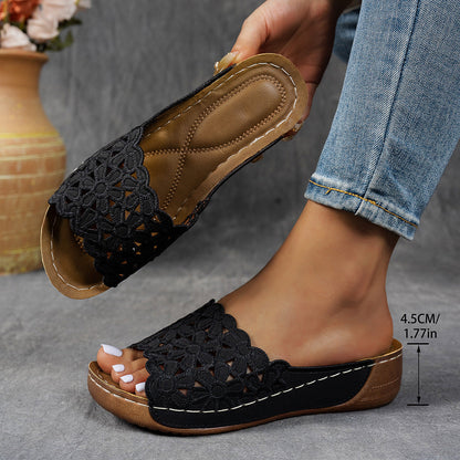 👡✨Atmungsaktive orthopädische Damen-Pantoletten mit Keilabsatz