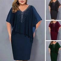 ✨🎉Sommerschlussverkauf 50% OFF💃Strass-Cape-Kleid mit V-Ausschnitt und Chiffon-Überzug