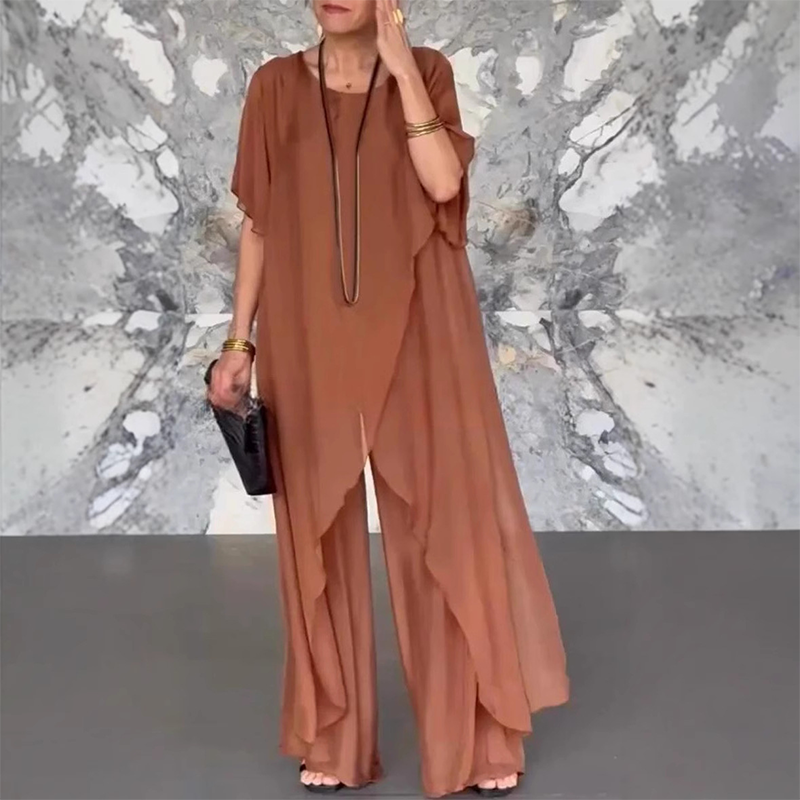 ✨2025 HEISSER VERKAUF✨💃💖Damen-Set aus asymmetrischem Oberteil und lockerer Hose