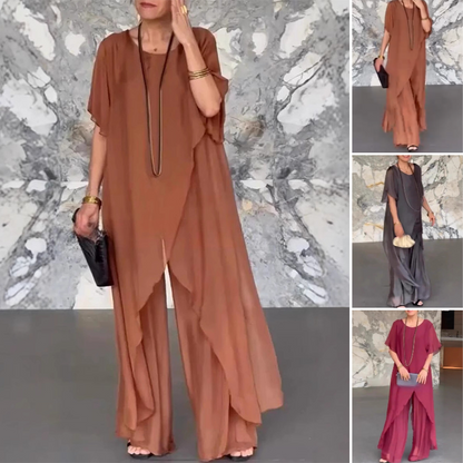 ✨2025 HEISSER VERKAUF✨💃💖Damen-Set aus asymmetrischem Oberteil und lockerer Hose