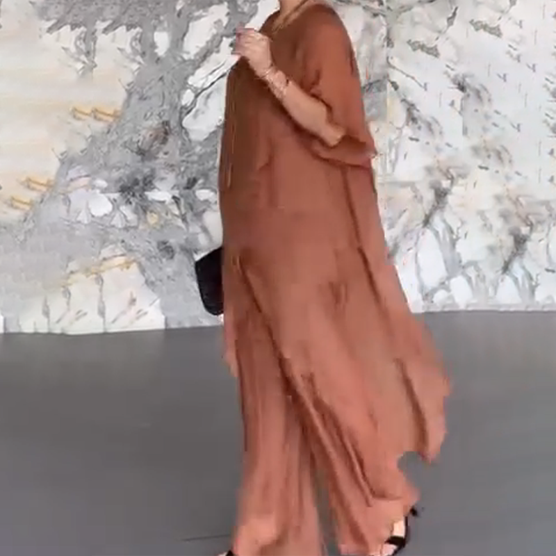 ✨2025 HEISSER VERKAUF✨💃💖Damen-Set aus asymmetrischem Oberteil und lockerer Hose