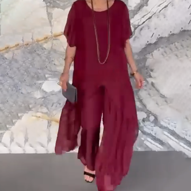 ✨2025 HEISSER VERKAUF✨💃💖Damen-Set aus asymmetrischem Oberteil und lockerer Hose