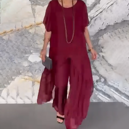 ✨2025 HEISSER VERKAUF✨💃💖Damen-Set aus asymmetrischem Oberteil und lockerer Hose