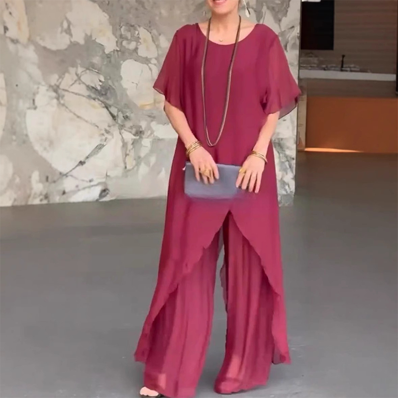 ✨2025 HEISSER VERKAUF✨💃💖Damen-Set aus asymmetrischem Oberteil und lockerer Hose