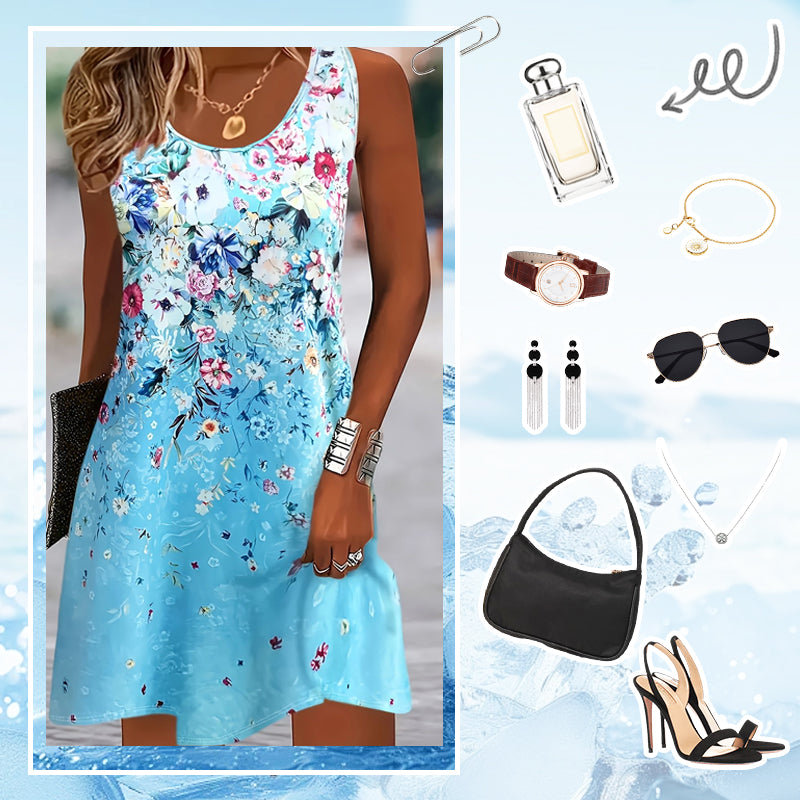 🔥 Sommer-Sale: 23€ sparen!🌸 Ärmelloses Blumenkleid für Frauen – Leicht & stylisch!💃