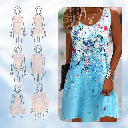 🔥 Sommer-Sale: 23€ sparen!🌸 Ärmelloses Blumenkleid für Frauen – Leicht & stylisch!💃