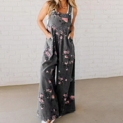 ⏳Zeitlich begrenzter Rabatt💥Lässige Damen-Latzhose aus Denim mit Print