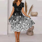 🌺Fließendes, bedrucktes Kleid mit V-Ausschnitt für Damen-Bequem. Elegant. Für JEDEN Tag