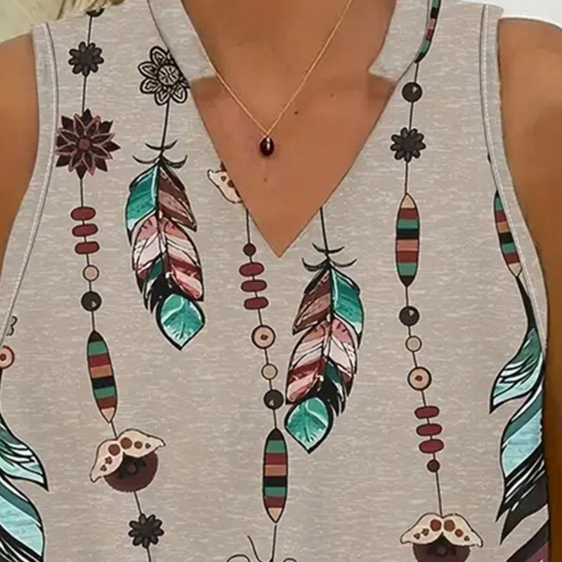 ⏰Zeitlich begrenzter Rabatt🌴Bedrucktes 2-teiliges Set mit V-Ausschnitt und Ärmeln