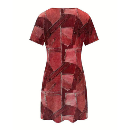 👗Damenkleid mit buntem Patchwork-Muster für den Alltag – ⏳ Zeitlich begrenztes Angebot