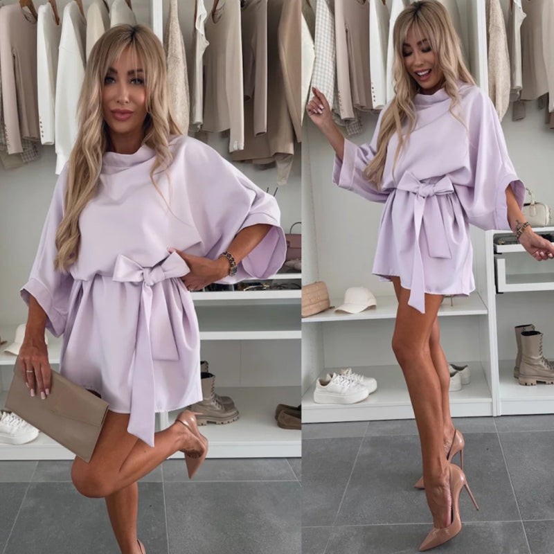 Modisches, lockeres Kleid mit Dolman-Ärmeln für Damen