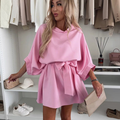 Modisches, lockeres Kleid mit Dolman-Ärmeln für Damen