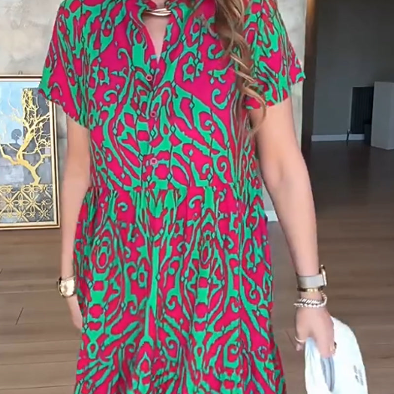 ⏳Begrenzte Zeit 50% Rabatt💥Langes Damenkleid mit lässigem Print in A-Linie