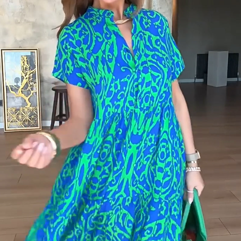 ⏳Begrenzte Zeit 50% Rabatt💥Langes Damenkleid mit lässigem Print in A-Linie