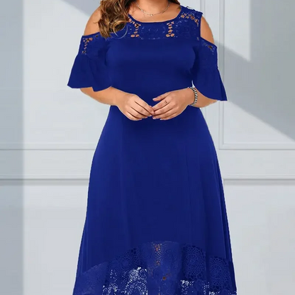 ✨Sommerschlussverkauf - 50% Rabatt✨💃Damen elegantes schulterfreies Kleid mit Spitzensaum