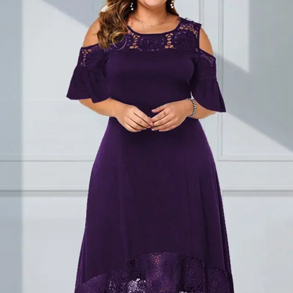 ✨Sommerschlussverkauf - 50% Rabatt✨💃Damen elegantes schulterfreies Kleid mit Spitzensaum