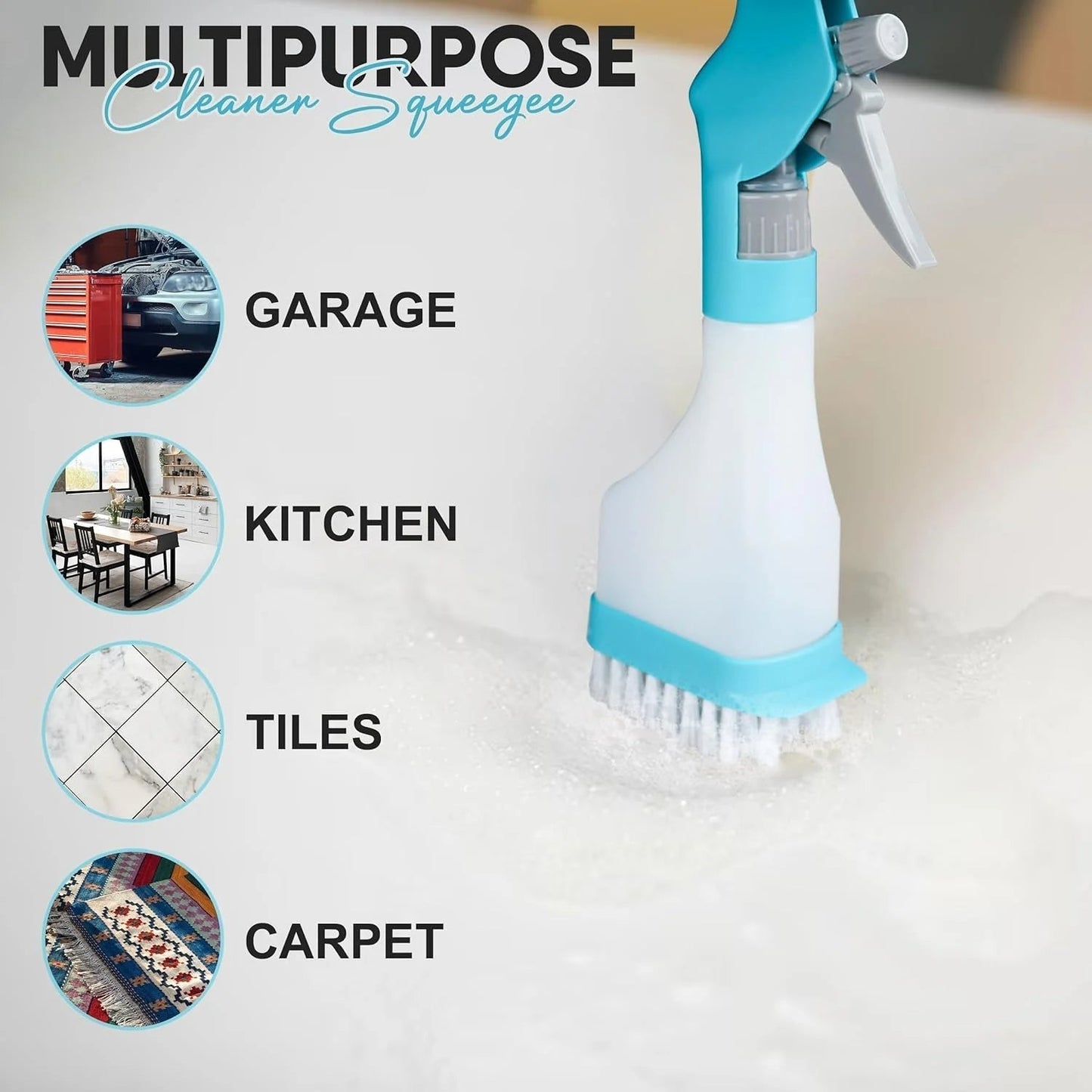 4-in-1 Glasreiniger - Kombiniert Wischer, Schaber, Bürste und Sprühflasche