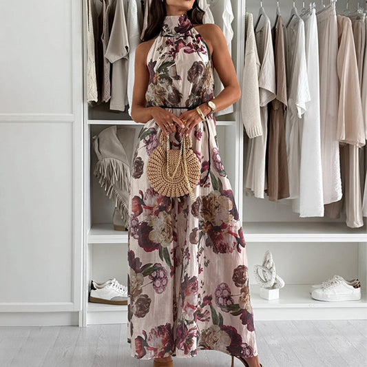 Eleganter rückenfreier Jumpsuit mit Print für Damen