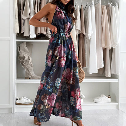 Eleganter rückenfreier Jumpsuit mit Print für Damen