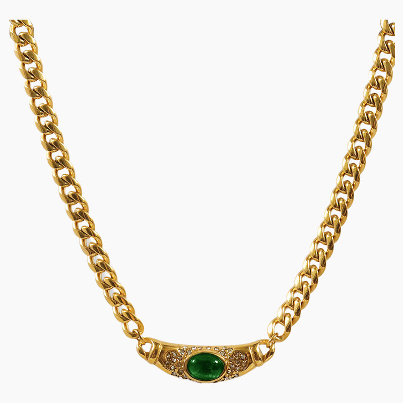 Shiny Zircon Pendant Necklace in Stainless Steel